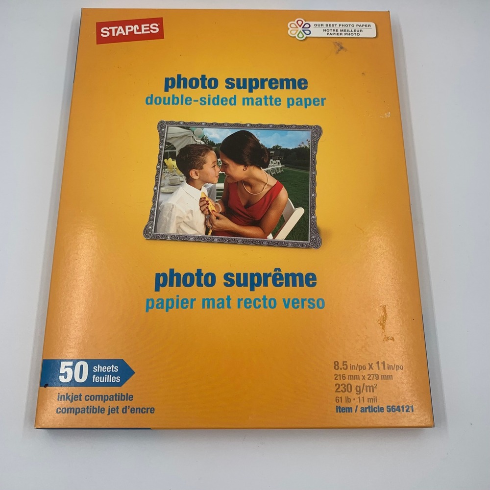 Staples Photo Supreme Double-Sided Matte Paper 8.5x11 50 Sheets NEW 564121